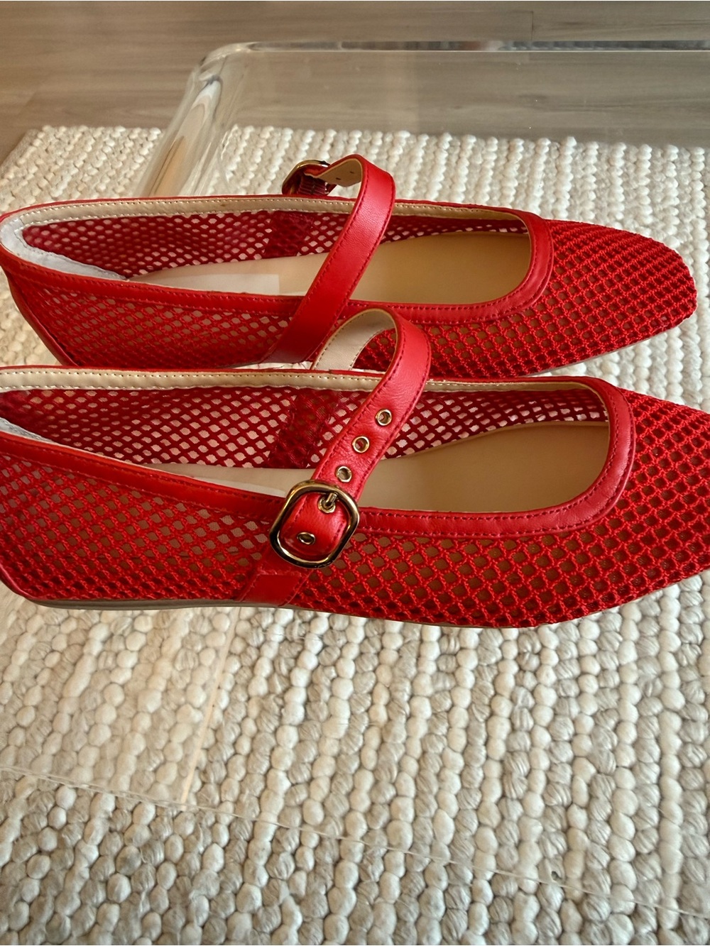 Dolce Vita Red Mary Jane Mesh Flats with Buckle
